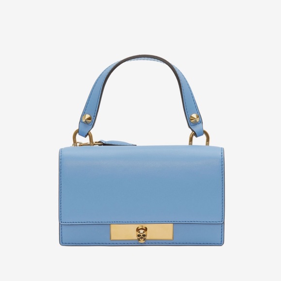Alexander McQueen Mini Skull Lock Bag in Flax Blue - Picture 1 of 9